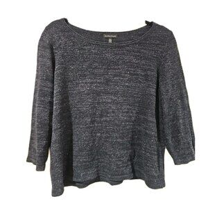 Eileen Fisher Knitted Sweater Women 100% Silk Blue Top Comfy Boho Hippie Peasant